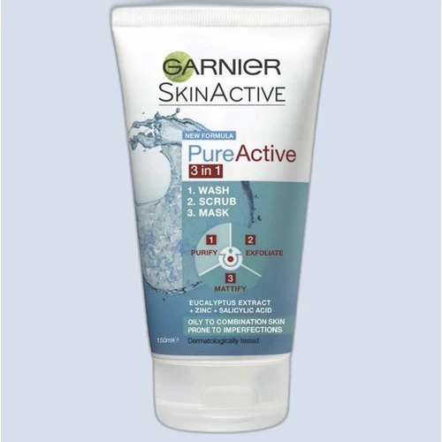 Pure Active 3-In-1 Wash, Scrub, Mask